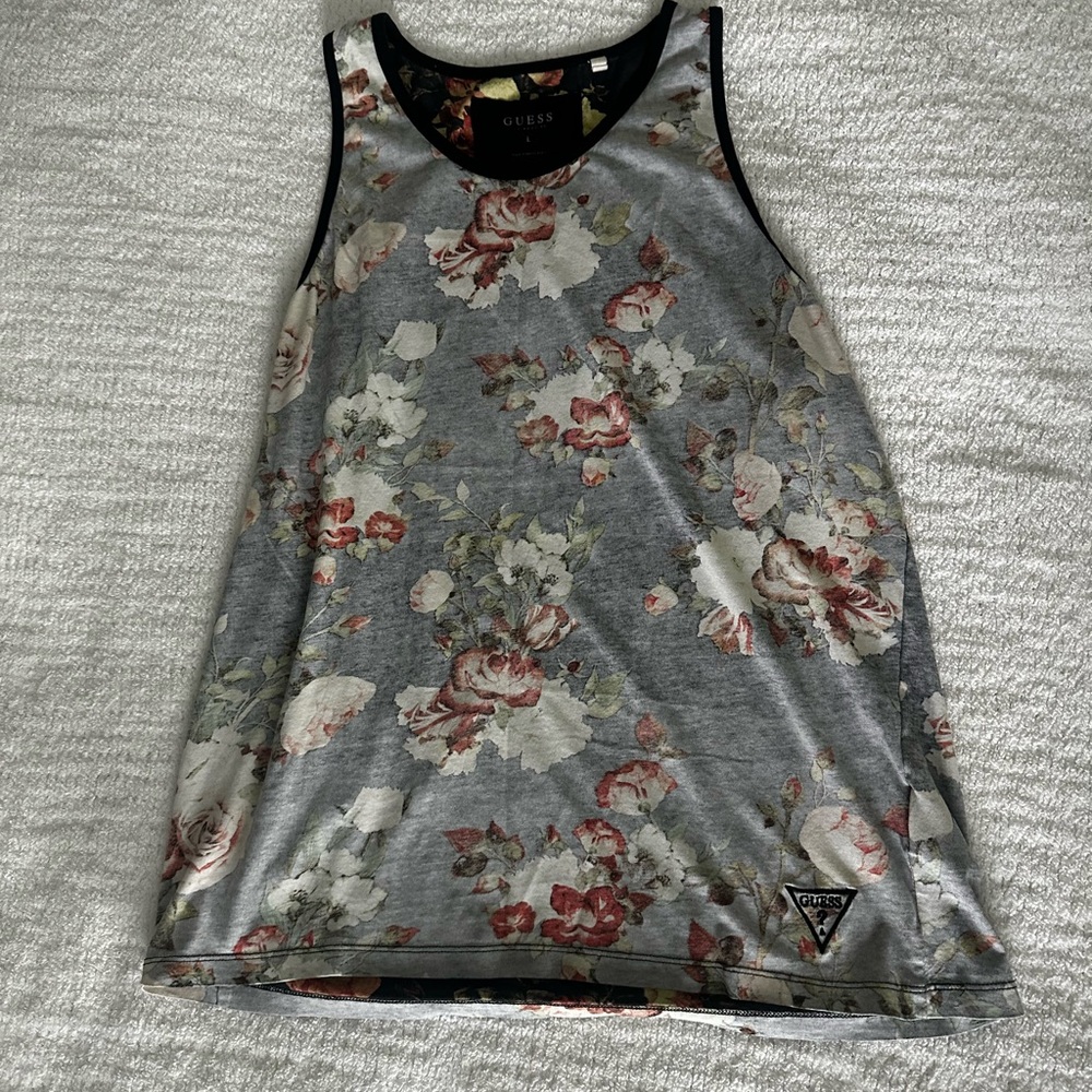 Guess Gray and Flower Tank Top